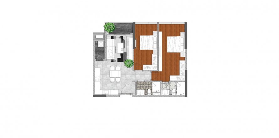 Квартира с 2 спальнями в Urban Green, в Хошимин , № 12858