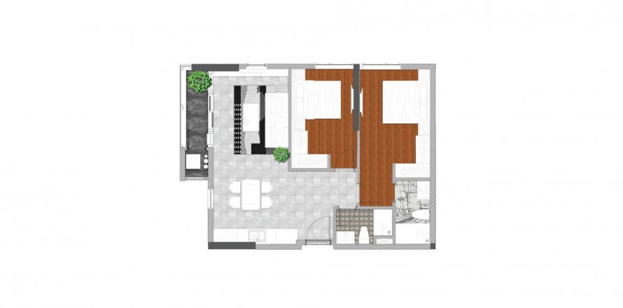 Квартира с 2 спальнями в Urban Green, в Хошимин ,  № 12856