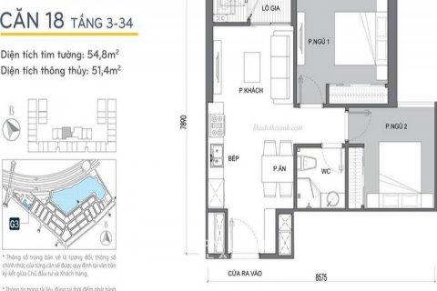 Квартира с 2 спальнями в Намтыльем, Ханой , № 2624 10