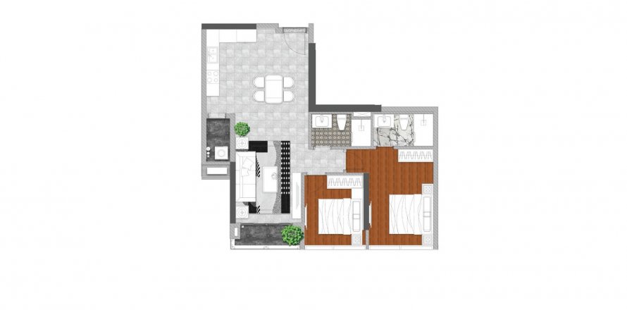 Квартира с 2 спальнями в Urban Green, в Хошимин , № 12850